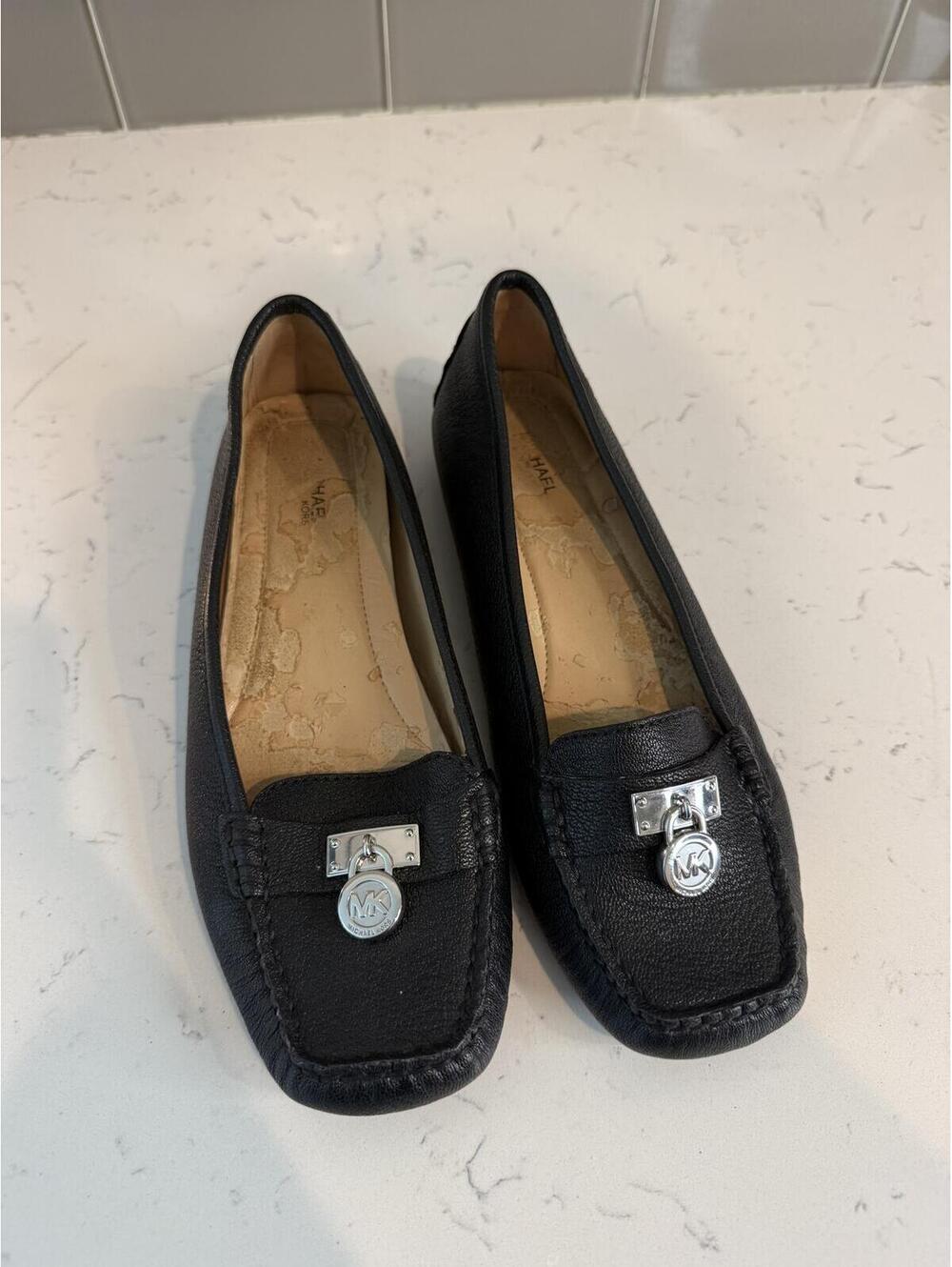 Michael Kors Hamilton Black Leather Loafers Size 8.5
